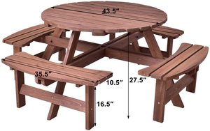 Parc pub patio jardin meubles grand luxe ronde <span class=keywords><strong>bois</strong></span> en <span class=keywords><strong>bois</strong></span> en plein air bière parapluie repas pique-nique <span class=keywords><strong>table</strong></span> et banc - Product Image 2