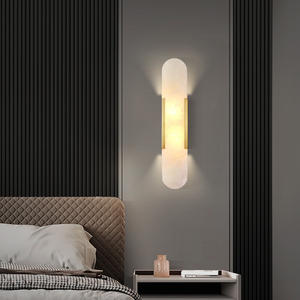 Nordic Style Marble Wall Lamp for Living Room TV Background Hotel Villa <b>Corridor</b> Minimalist New Chinese Style Copper Long <b>Light</b> - Product Image 4