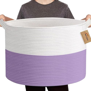 Cesta de plantas grande para decoración del hogar con asas de cuerda de algodón tejido macetas de Interior para artículos diversos y almacenamiento de juguetes Material de fibra vegetal - Product Image 1