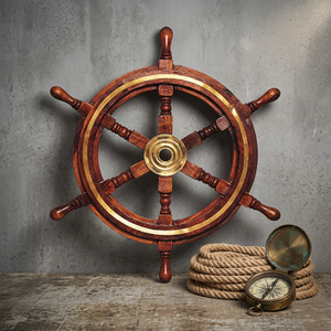Handcrafted <b>Wooden</b> Ship Wheel Wall Decoration Antique Style Polished Technique TMI Brand Uttarakhand Love Theme for Home Decor - Product Image 4
