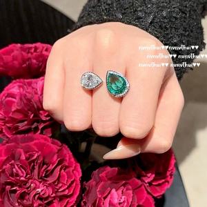 Anillo de Mujer NVNV <span class=keywords><strong>THUI</strong></span>, Chapado en Oro de 18K, Estilo Vintage, con Flor de Margarita y Gema, Piedra de Nacimiento de Julio, Uso Diario, Circonita Verde en Forma de Gota de Agua - Product Image 3