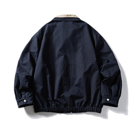 Blousons Bomber Homme Personnalisés en Coton Épais, Col Contrastant Beige, Fermeture Éclair Intégrale, Veste de Baseball Varsity en Satin pour l'Extérieur