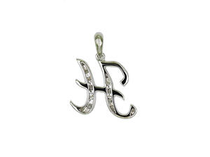 Colgante con letra H en letras cursivas de oro blanco de 18 quilates con diamantes de 0,438 quilates, 34 piedras, 1,73 g, joyería fina personalizada - Product Image 2
