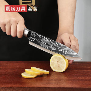 Stainless Steel Kitchen Knife Set 6 Piece With Chef Knife Cleaver Slicing Knife Sharpening Stick Scissors For Home Cooking - Product Image 4