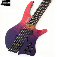 Jingying 2025 Factory Wholesale High-end Purple Gradient Five-string Headless Electric Bass Guitars String Instruments