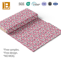 Tissu en popeline de coton imprimé, rose, fleuri, design minimaliste et tendance, personnalisé, pour t-shirt, robe, BILU