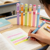 Surligneur oblique YF PEN avec motif cœur, 6 couleurs, mignon, pour l'école, stylo fluorescent