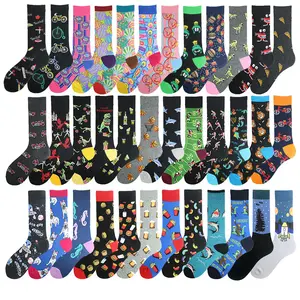 Chaussettes habillées colorées pour hommes Chaussettes Happy en coton unisexes Chaussettes jacquard Crew Tube