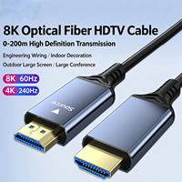 Kabel HDTV 2.1 Serat Optik 8K, Kabel Video Kecepatan Ultra Tinggi Jarak Jauh untuk Pengkabelan Teknik, untuk Laptop, TV, Proyektor, Monitor