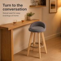 Tabouret haut moderne en bois massif avec fonction rotative, chaise de réception à dossier haut, chaise de bar simple et décontractée pour la maison