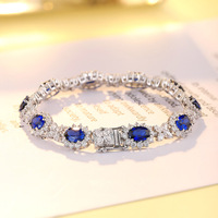 Bracelet pour femme en saphir naturel et rubis, chaîne à maillons en fer, pierres précieuses colorées - Cadeau d'anniversaire pour le bureau/la carrière