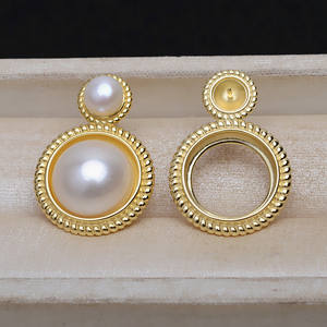 WENCHI S925 Argent Double Cercle Boucles d'Oreilles Supports Vides pour Perles 15,5 mm Composants de Bijoux DIY Chine - Product Image 5