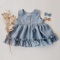 Ensemble 2 pièces pour bébé fille, automne, taille 3T, en coton côtelé, robe décontractée unie, gilet et jupe à volants