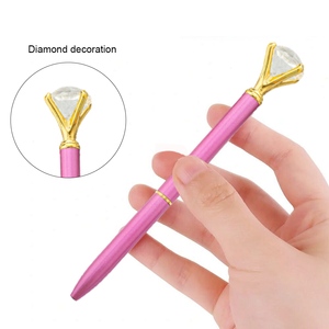 Bolígrafos de cristal de perla ostentosos para <span class=keywords><strong>boda</strong></span> personalizados, promoción de papelería con diamantes de metal dorado, logotipo personalizado de 0,5mm - Product Image 4