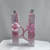 Tube Lipstik Plastik Besar Lucu untuk Kosmetik, Kemasan Lip Gloss Gradasi Pink dengan Gantungan Kunci dan Label, Perawatan Kulit (Ready Stock)