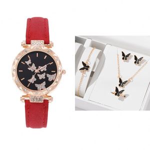 IStapromo Gifts 5pcs/set Multi Color <b>Watch</b> Set Butterfly Ring <b>Necklace</b> Bracelet Earring Luxury Explosive Personality <b>Watch</b> Set - Product Image 5