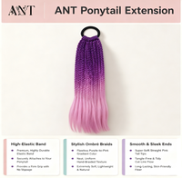 Queue de cheval tressée synthétique ombrée de 24 pouces, extensions de cheveux en fibre haute température avec élastique, vente en gros pour femmes
