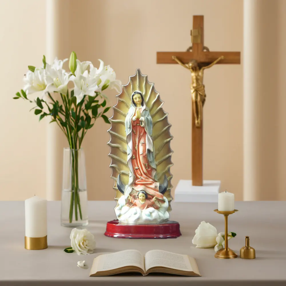 Dekorasi Kerajinan poliresin patung Maria seri agama Katolik untuk Tampilan Keagamaan