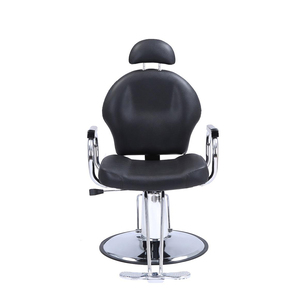 Silla de Barbero de Diseño Industrial, Asiento de Cuero Sintético, Estructura de Acero Inoxidable, Silla de Salón con Altura Ajustable Hidráulica y Base Redonda - Product Image 5