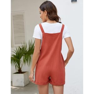 Salopette Courte Femme d'Été Décontractée en Coton et Lin, Bretelles Réglables, avec Poches, Respirante, Coupe Ample - Product Image 6