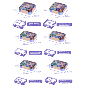 Fiambrera de acero inoxidable con dibujos animados para niños, bonito contenedor de comida Bento con compartimentos, almacenamiento de comidas escolares - Product Image 6