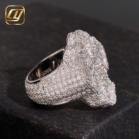 Bague Croix Entièrement Sertie Certifiée IGI en Argent Sterling 925 Plaqué Rhodium avec Diamants Baguette VVS de Laboratoire, Bijou Hip Hop Large pour Femme