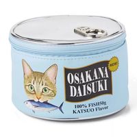 Sac de rangement en PU mignon en forme de boîte de conserve de sardines avec motif animal, design cylindrique de chat de dessin animé et poisson pour filles, pochette à cosmétiques