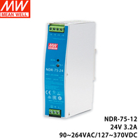 Alimentation électrique sur rail DIN NDR-75-24 Mean Well 75W 12V 3.2A, PFC actif, contrôle industriel, sortie simple, produit original authentique