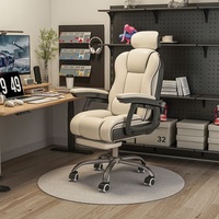 Fauteuil de Bureau de Direction Ergonomique en Cuir Confortable à Dossier Haut, Inclinable et Pivotant, Avec Repose-Pieds, à Prix Abordable