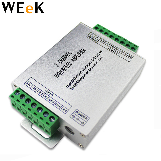 LED Amplifier RGB+CCT 5 Channels DC12V/24V RGB/RGBW/RGBWW Data Repeater 12A/15A/24A/30A RGBWC for Led Strip Tape