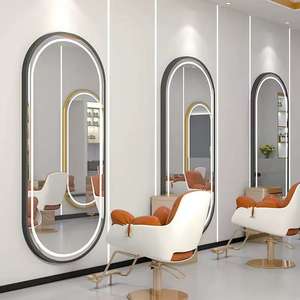 Nuevo espejo de pared de acero inoxidable con borde multicolor de un solo lado para peluquería, con LED, para dormitorio, hotel, estilo moderno, de madera. - Product Image 2