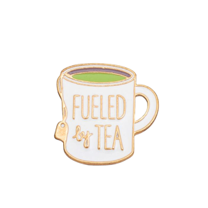 Pin de esmalte de aleación con diseño de taza de té y ribete dorado personalizado, insignia creativa con eslogan, broche decorativo - Product Image 1