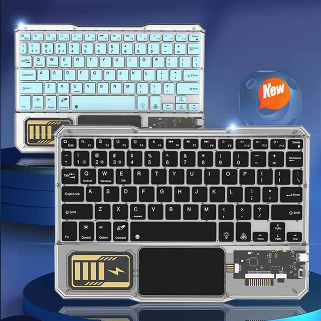 Transparent RGB LED Backlit Keyboard Wireless Touchpad Magic Crystal Keyboards for Tablet Phone Teclado