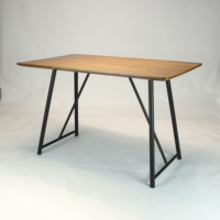 Mesa de teca de madera cuadrada larga con patas de metal Mesa de costos barata