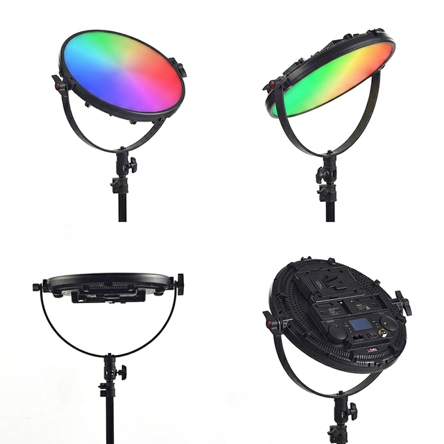 TOLIFO R-S60RGB 12inch RGB LED Video Light Panel AC/V-Mount/NP-F Battery Powered Round Soft Light for Photography Studio