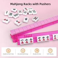 Supports de Mahjong en Acrylique Transparent avec Poussoirs, Lot de 4 Supports Antidérapants pour Tuiles, Accessoires de Table de Jeu pour 4 Joueurs
