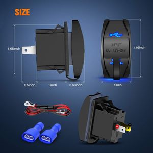 Enchufe de cargador USB estilo interruptor basculante de 12 voltios 4,2A puertos USB duales carga rápida 12 V toma de corriente impermeable para coche barco camión RV - Product Image 2