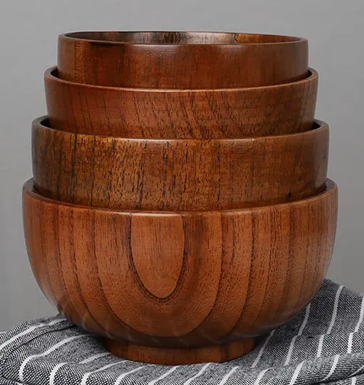 Wholesale Wooden Bowl Antique Natural Bamboo Salad Bowl