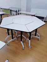 Table de formation écologique en bois grainé, bureau d'apprentissage confortable, table de réunion pour personnel de bureau, vente en gros