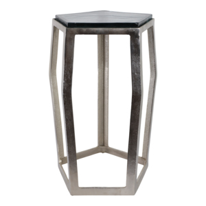Tavolino d'Appoggio in Marmo con Piano Pentagonale e Struttura Sottile per Piccoli Spazi, Arredamento Casa - Product Image 4