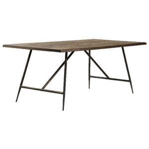 Mesa de Comedor de Estilo Transicional de Roble Macizo con Base Negra Martillada - Product Image 3