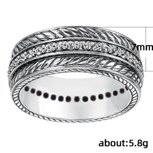 Anillo de Boda F289 de Plata 925 con Diamantes Redondos en Canal y Diseño de Planta, Joyería Fina Unisex - Product Image 3
