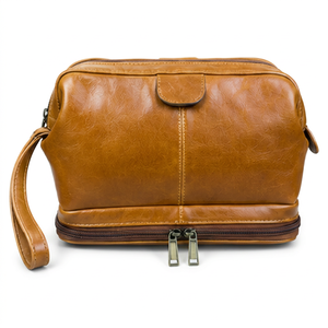 Bolsa de Viaje de Cuero Genuino Vintage con Cierre, Compartimento para Zapatos, Función para Colgar, Gran Capacidad, Asa Suave Ecológica, Cosmética - Product Image 1
