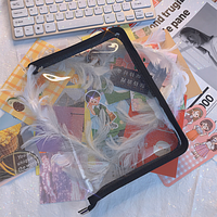 Bolsa de Maquillaje de PVC Transparente con Cierre, Carpeta para Documentos A5, Bolsillo para Bolígrafos, Material de Oficina y Escolar
