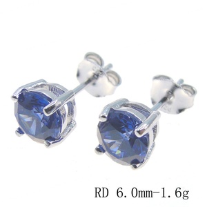 925 Sterling Silver Solitaire <b>Earring</b> 6mm Tanzanite Stud <b>Earrings</b> - Product Image 3