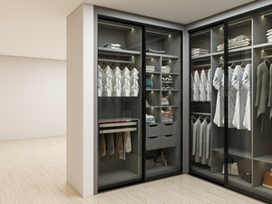 Armoire de chambre à coucher <span class=keywords><strong>d</strong></span>'<span class=keywords><strong>angle</strong></span> légère et LED, bon marché, avec porte en verre, en mélamine, placard - Product Image 4