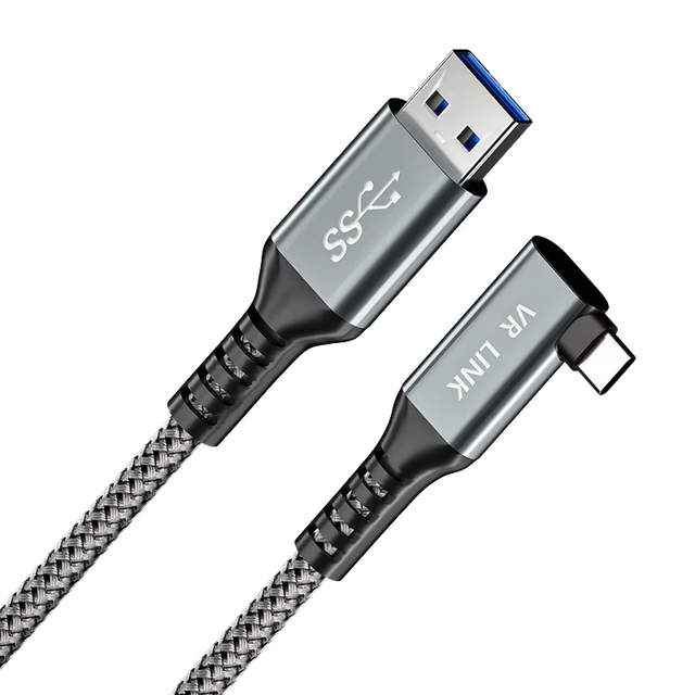Premium 1m 240W USB4 Type C Gold Plated Cable 5A Fast Charging PVC/Nylon Jacket Braid Shielding 40GBPS 8K Right Angle IOS