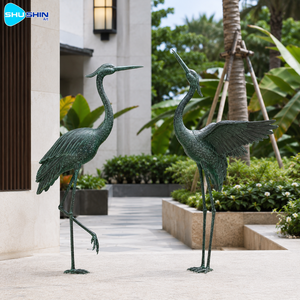 Precio de Fábrica: Escultura Grande de Grulla de Bronce, Par de Estatuas de Garzas para Exteriores, Decoración de Jardín, Parque, Villa, Patio, Lago y Paisaje - Product Image 4