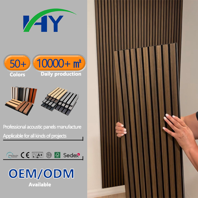Modern Wood Slat Acoustic Panels MDF Eco-Friendly Material High Frequency Sound Absorption NRC 0.8 Fireproof Hotel Office