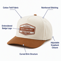 Topi Snapback Katun Twill Gaya Vintage Logo Bordir Kustom 6-Panel Pinggiran Melengkung Hadiah Perusahaan Pernikahan Winery Perlengkapan Kepala